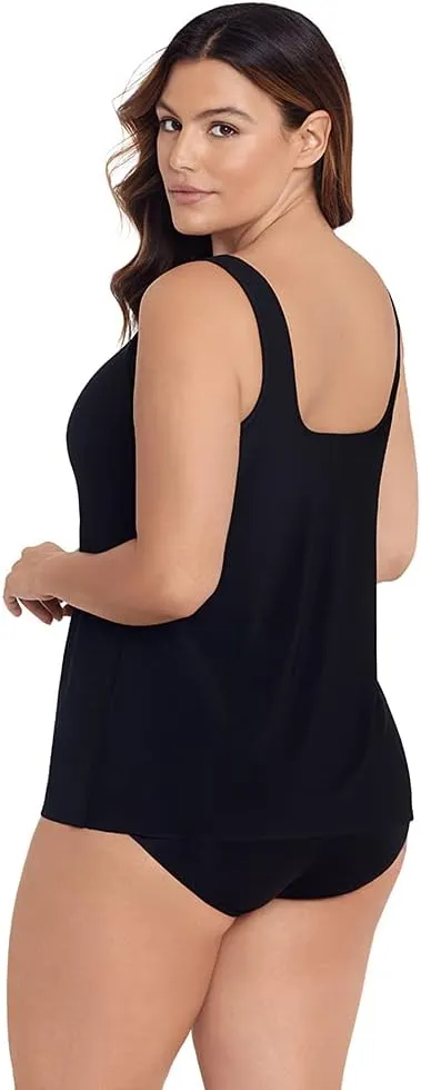 Miraclesuit Women's Swimwear Network Mariella High Neckline Mesh Detail Underwire Bra Tankini Bathing Suit Top