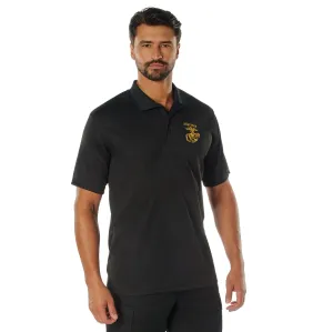 Moisture Wicking Embroidered USMC Eagle, Globe, & Anchor Polo T-Shirts