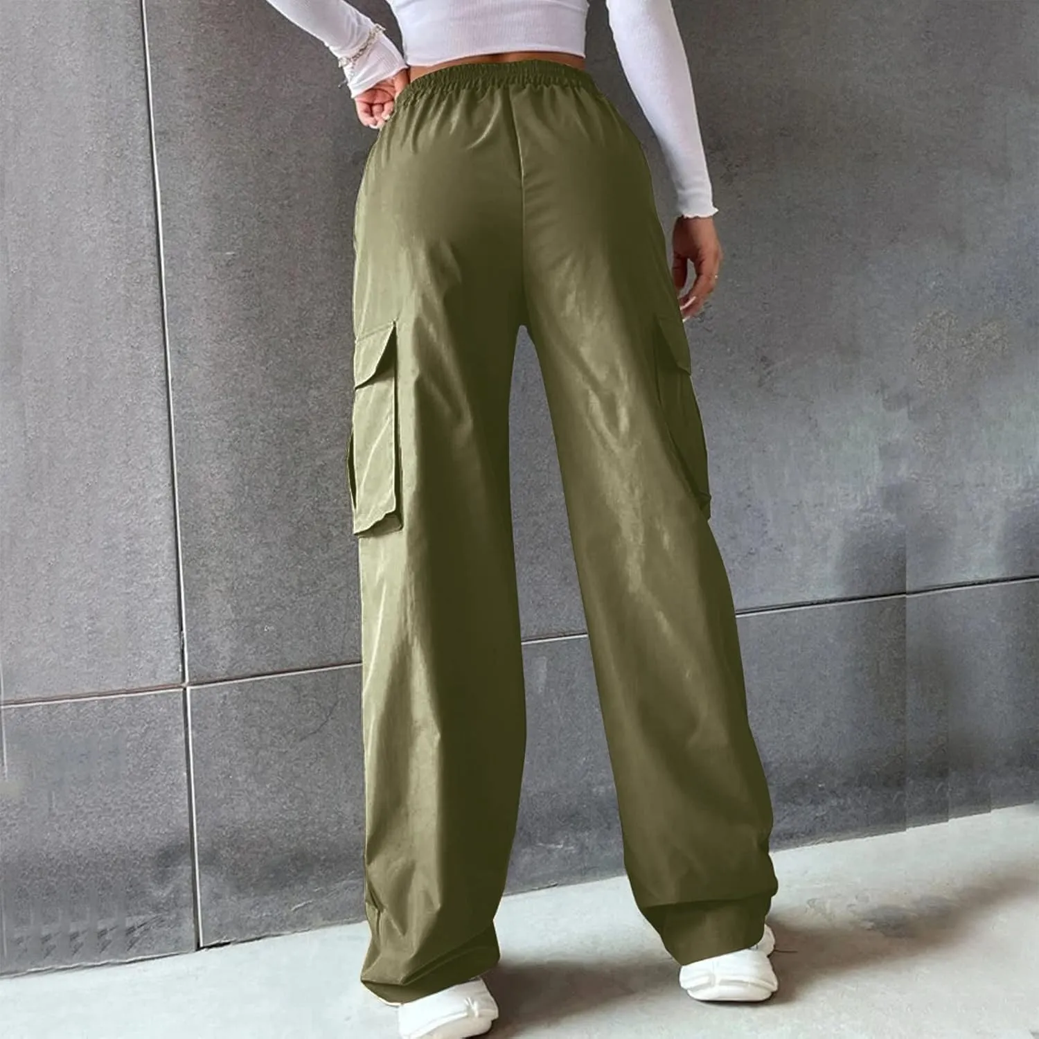 ODIZLI Women's Cargo Pants Casual Loose High Waisted Straight Leg Baggy Pants Trousers with Pockets