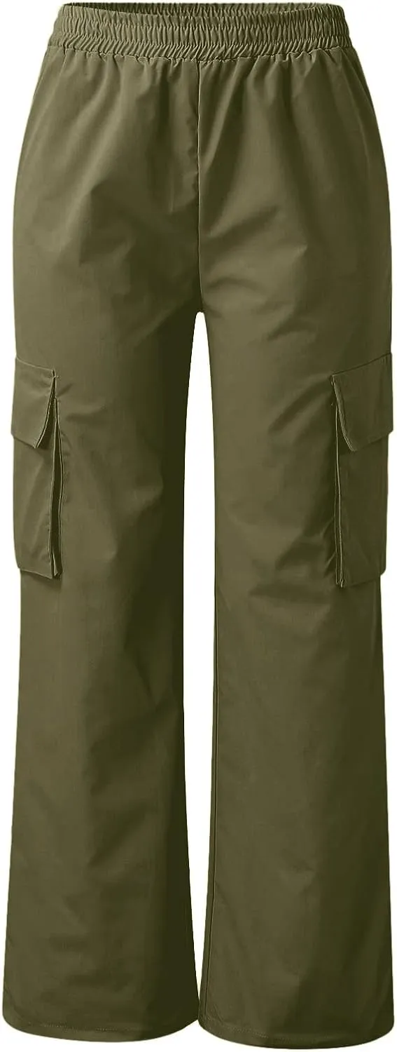 ODIZLI Women's Cargo Pants Casual Loose High Waisted Straight Leg Baggy Pants Trousers with Pockets