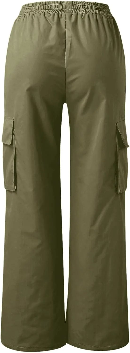 ODIZLI Women's Cargo Pants Casual Loose High Waisted Straight Leg Baggy Pants Trousers with Pockets