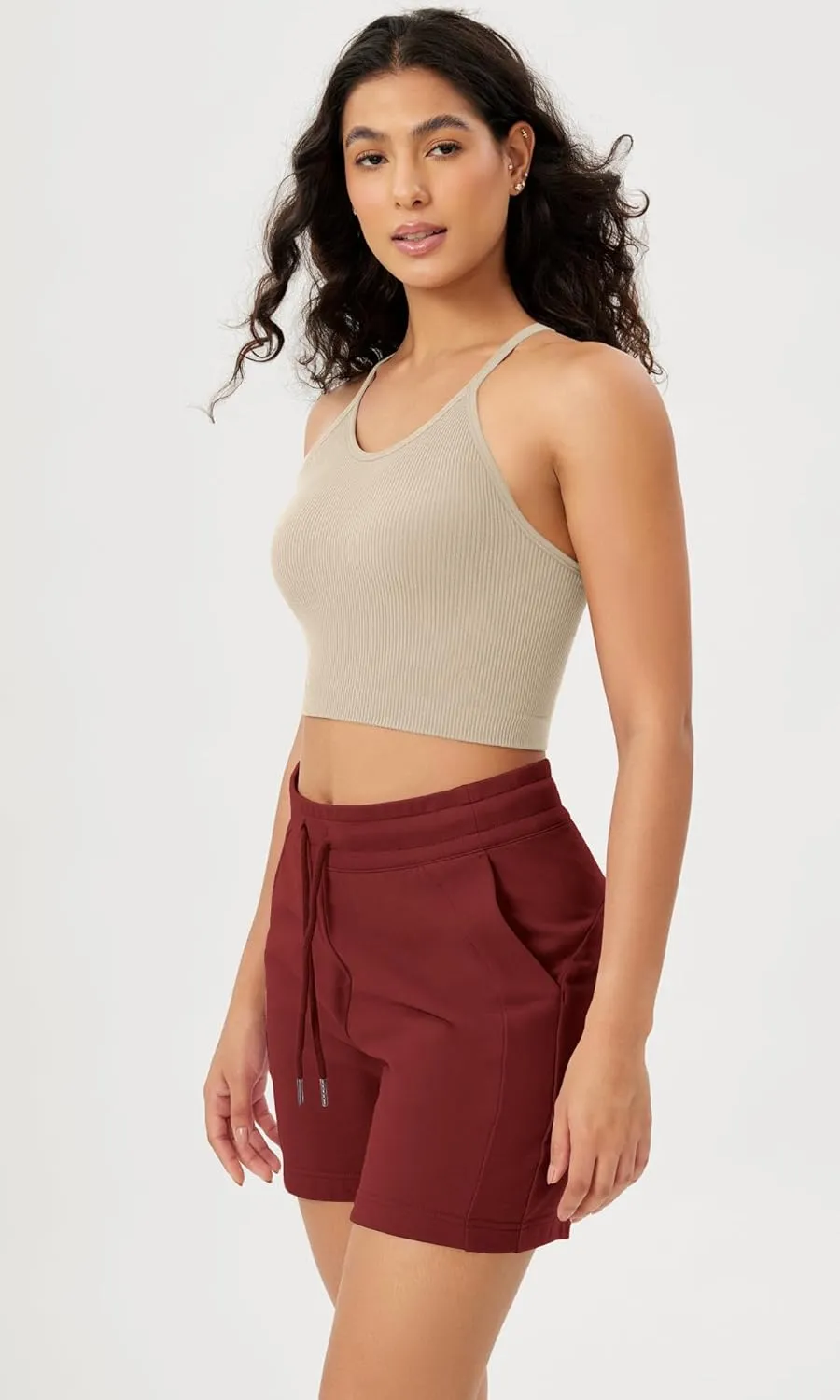 ODODOS Women's Crop Seamless Rib-Knit Camisole Strappy Racerback Cropped Tank Tops