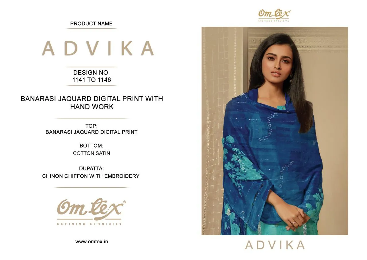 OMTEX ADVIKA BANARASI JACQUARD DIGITAL PRINT DRESS MATERIAL