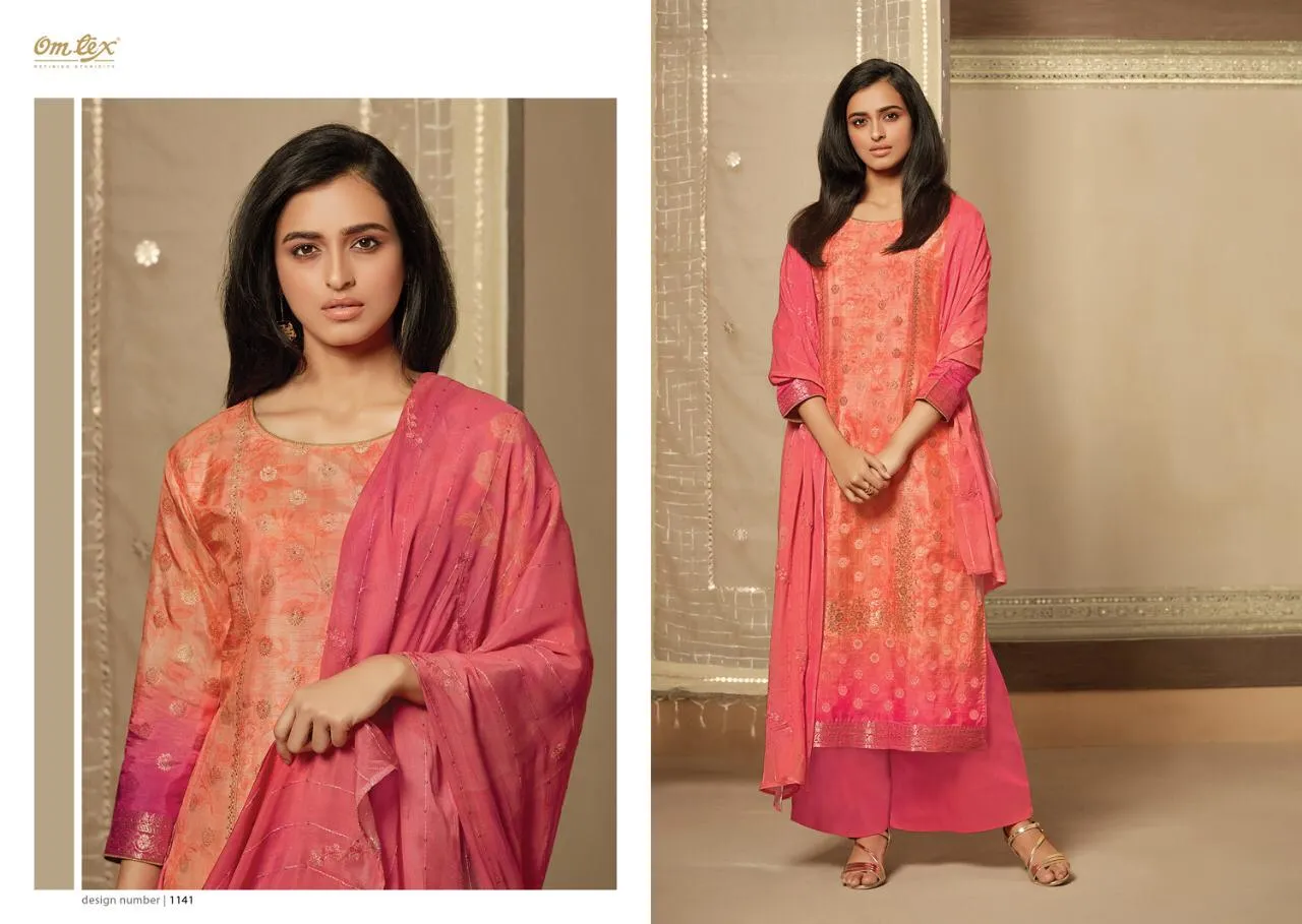 OMTEX ADVIKA BANARASI JACQUARD DIGITAL PRINT DRESS MATERIAL