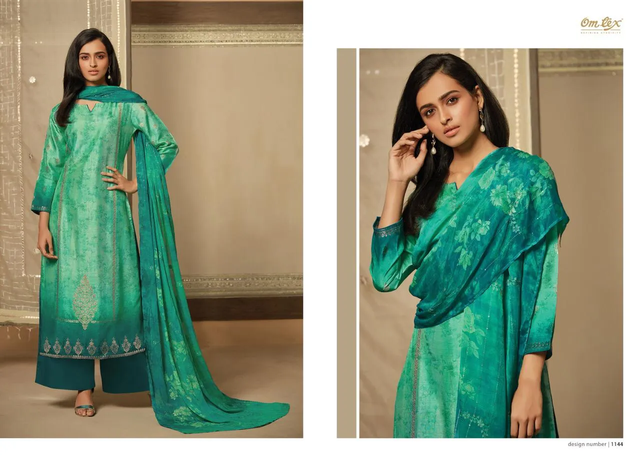 OMTEX ADVIKA BANARASI JACQUARD DIGITAL PRINT DRESS MATERIAL