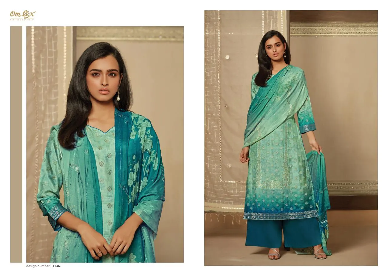OMTEX ADVIKA BANARASI JACQUARD DIGITAL PRINT DRESS MATERIAL