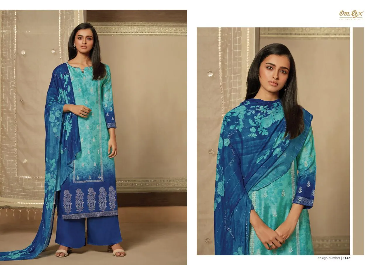 OMTEX ADVIKA BANARASI JACQUARD DIGITAL PRINT DRESS MATERIAL