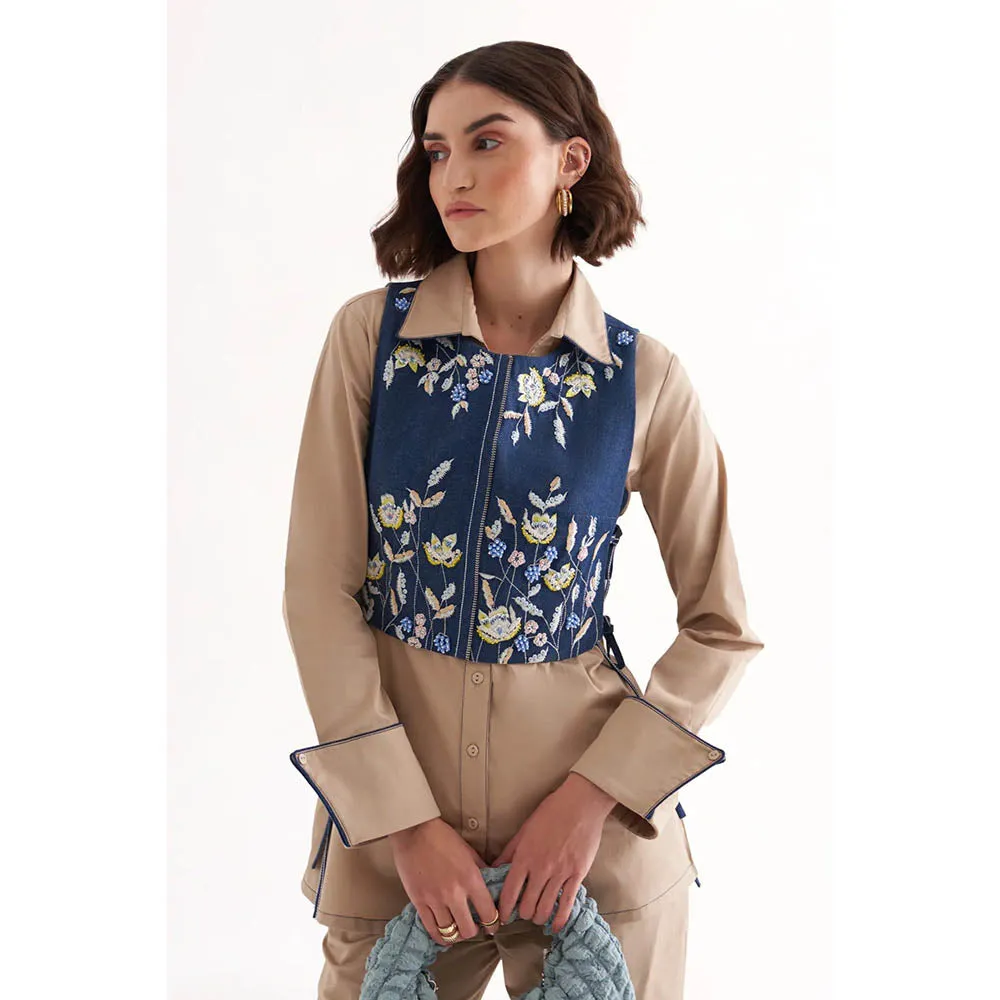 Our Love Lindy Blue Floral Embroidered Jacket