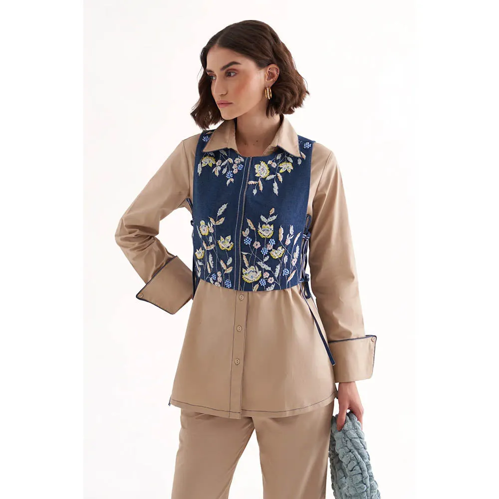 Our Love Lindy Blue Floral Embroidered Jacket