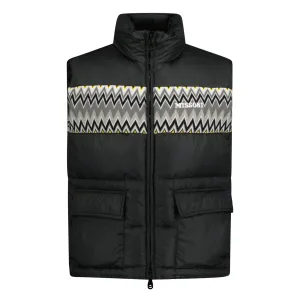 Padded Down Gilet With Pattern Black & Yellow