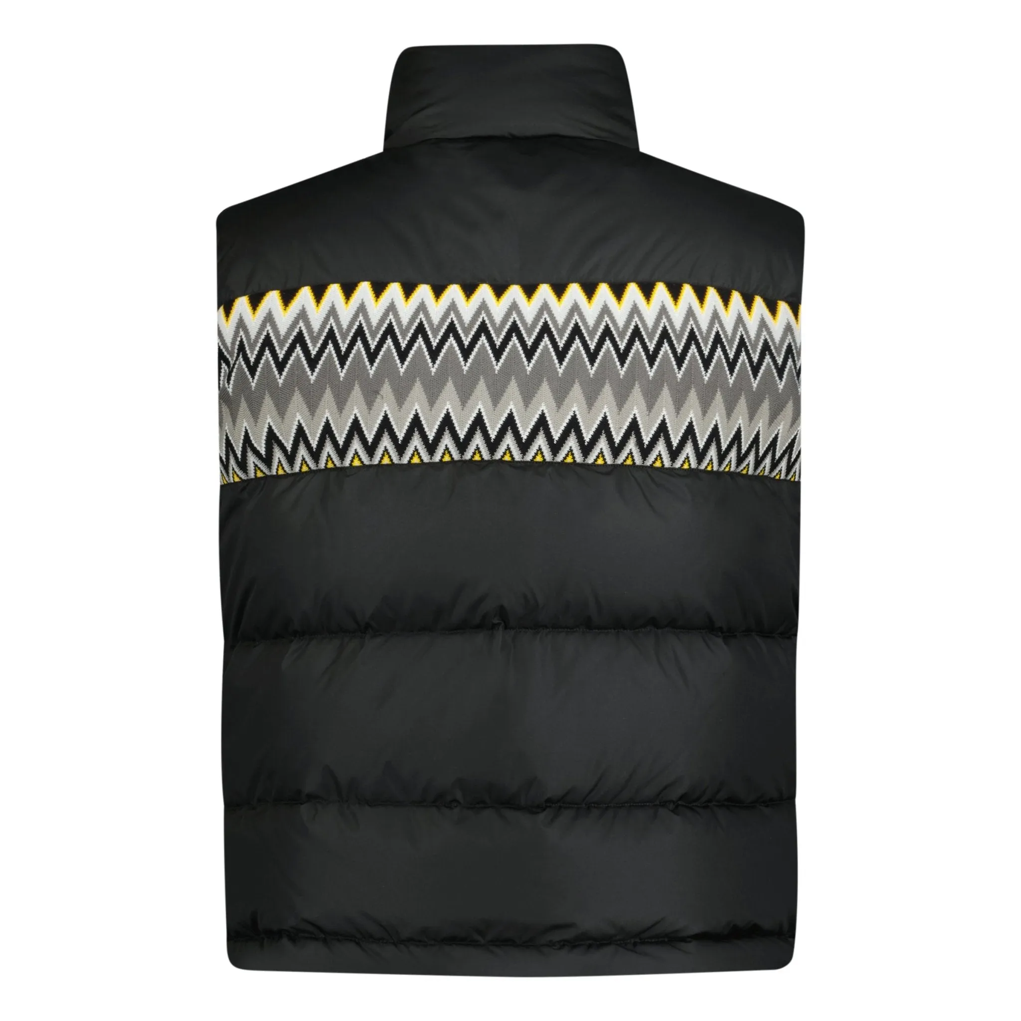 Padded Down Gilet With Pattern Black & Yellow