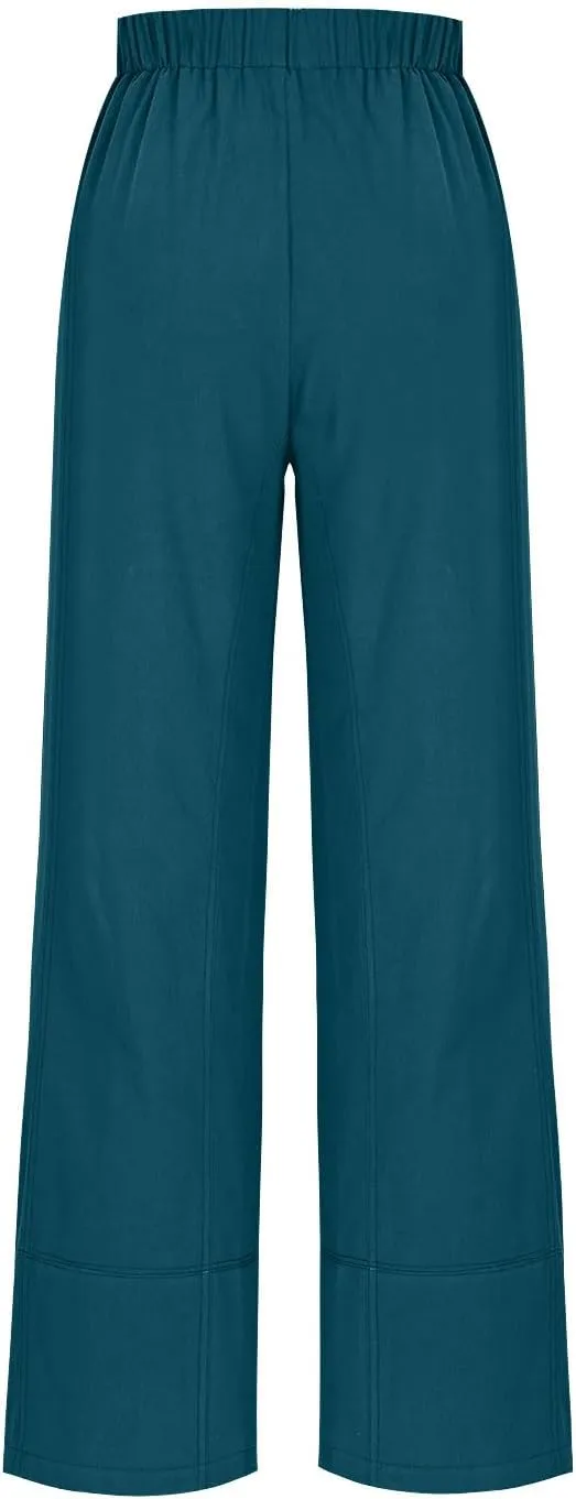 Palazzo Pants for Women Casual Elastic High Waist Straight Leg Pant Summer Cotton Linen Boho Trousers with Pockets