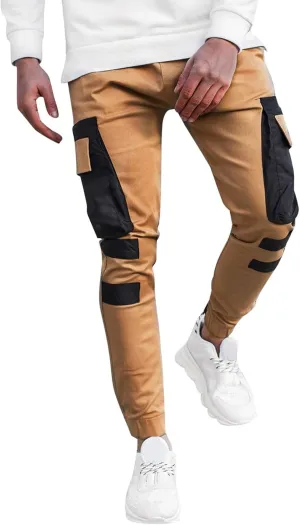 Pantalones para Hombre Chinos Cotton Slim Fit Fitness Workout Casual Jogging Bikers with Pocket Men Sport Running Cargo Pants