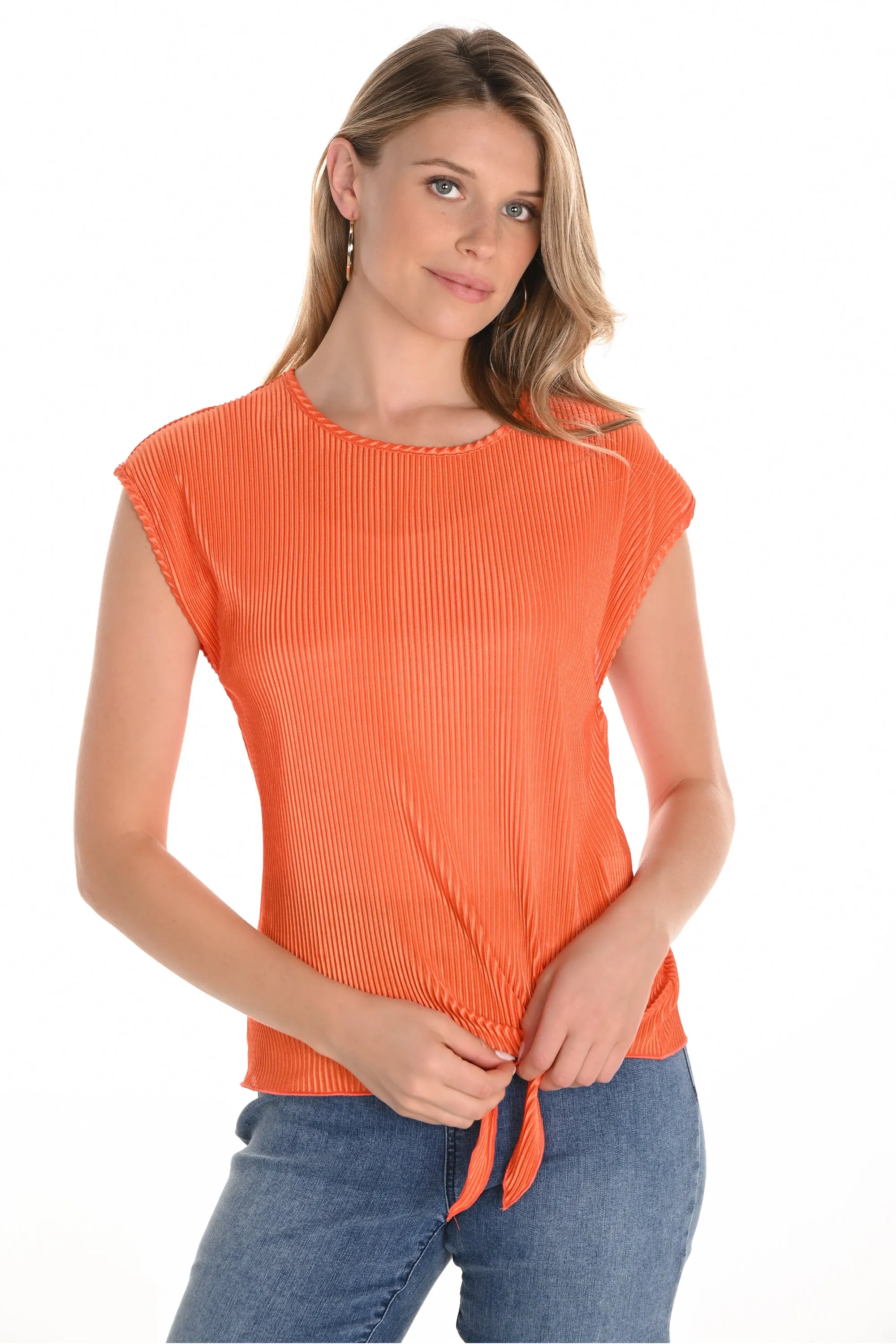 PLISSE TIE WAIST TOP