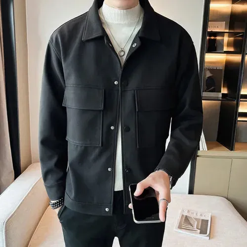 Riolio Brand Clothing Winter Men Coats Woollen Cloth Thick Tooling Lapel Slim Jacket/ Mens High Quality Woolen Casual Warm Jacket Coats