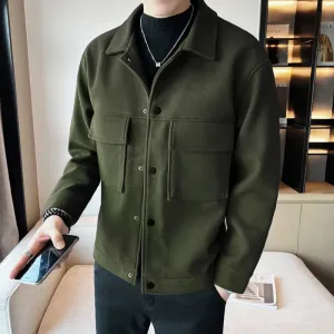 Riolio Brand Clothing Winter Men Coats Woollen Cloth Thick Tooling Lapel Slim Jacket/ Mens High Quality Woolen Casual Warm Jacket Coats