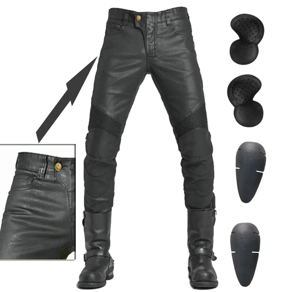 Rock Style Bikers Waterproof Protection Pants / Cool Black Vintage Motorcycle Pants