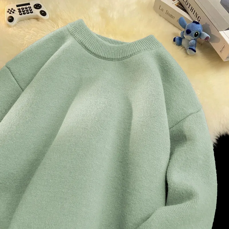 Round Neck Cashmere Casual Bottoming Plus Size Soft Glutinous Sweater