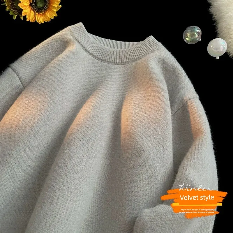 Round Neck Cashmere Casual Bottoming Plus Size Soft Glutinous Sweater