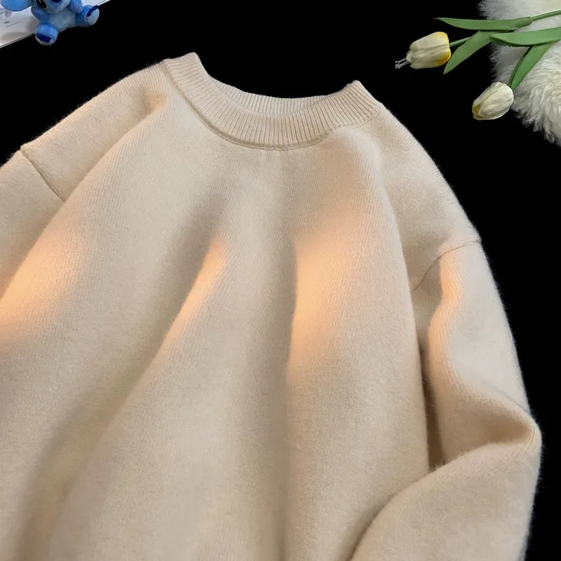 Round Neck Cashmere Casual Bottoming Plus Size Soft Glutinous Sweater