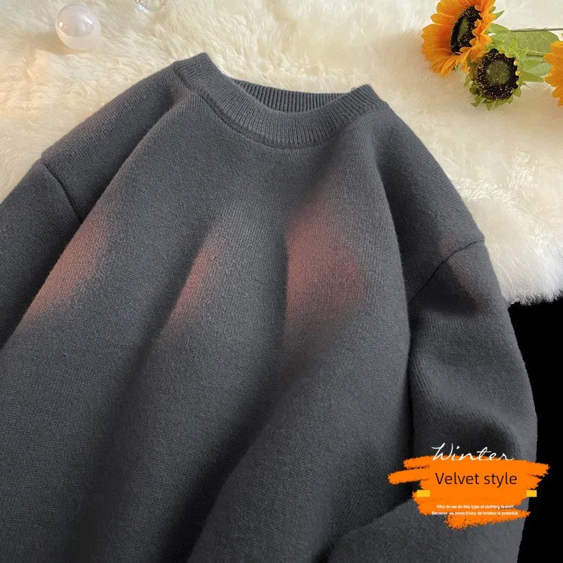 Round Neck Cashmere Casual Bottoming Plus Size Soft Glutinous Sweater