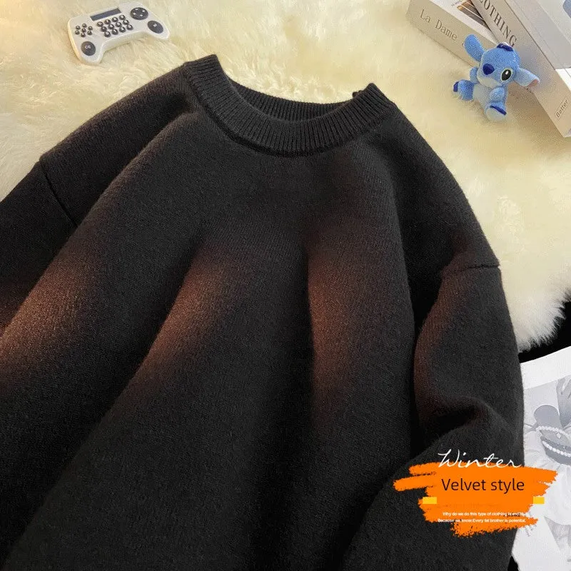 Round Neck Cashmere Casual Bottoming Plus Size Soft Glutinous Sweater