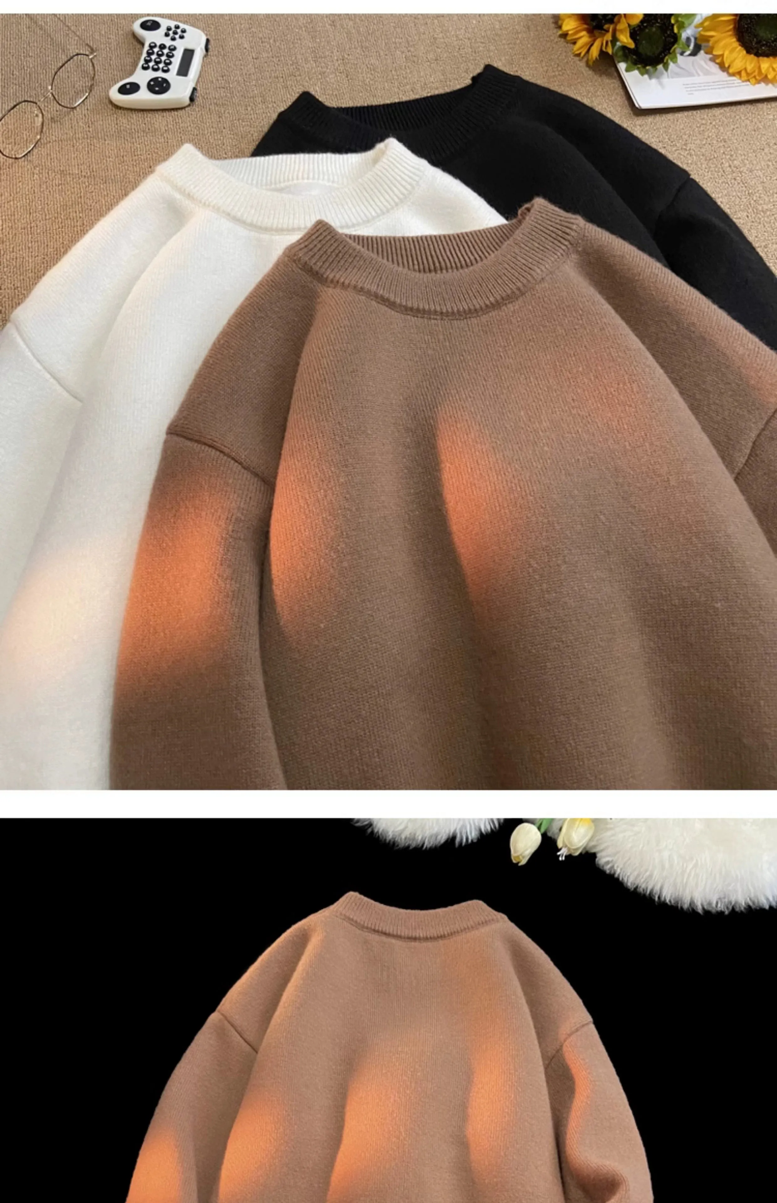 Round Neck Cashmere Casual Bottoming Plus Size Soft Glutinous Sweater