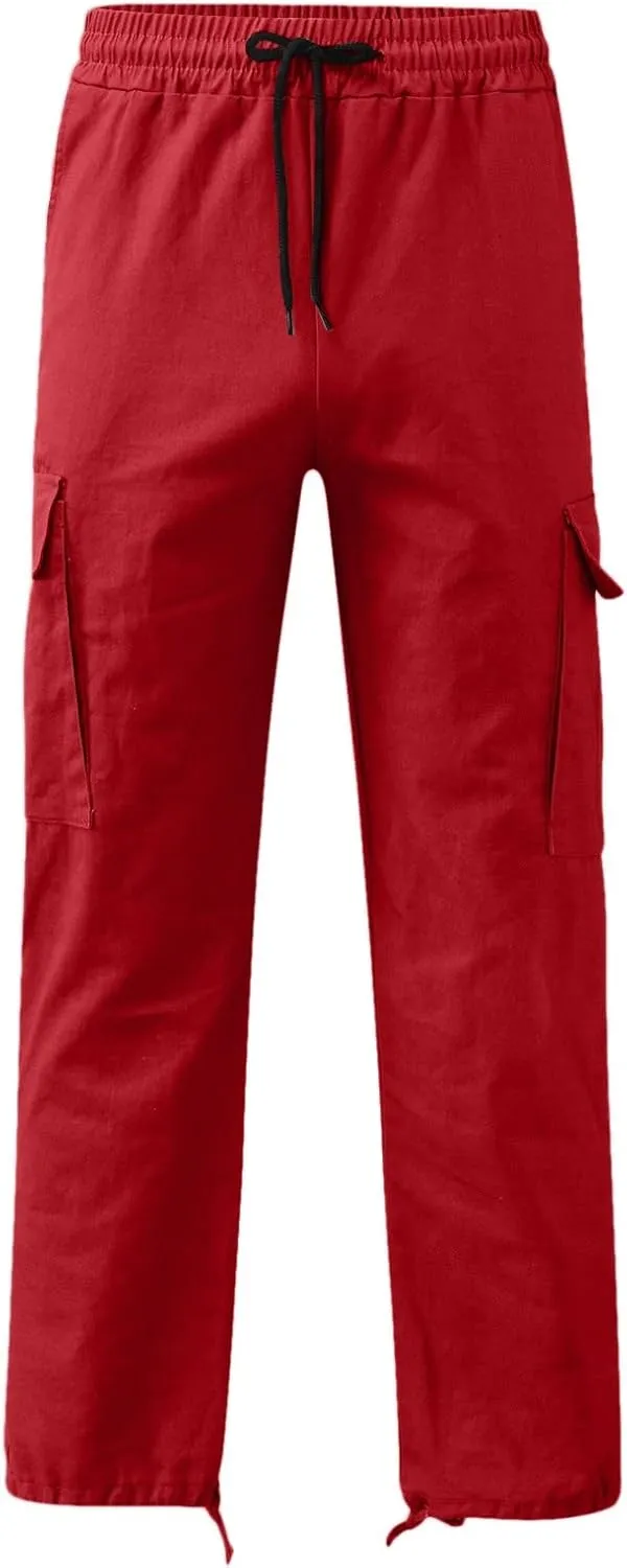 sdbrld Cargo Pants For Men Men's Fashion Relaxed Fit Beach Pants Streetwear Baggy Trousers Cargo Pants with Zipper Pockets
