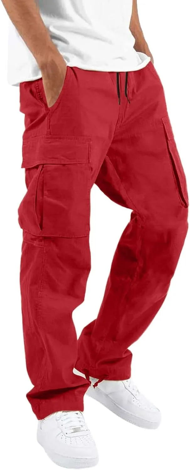 sdbrld Cargo Pants For Men Men's Fashion Relaxed Fit Beach Pants Streetwear Baggy Trousers Cargo Pants with Zipper Pockets