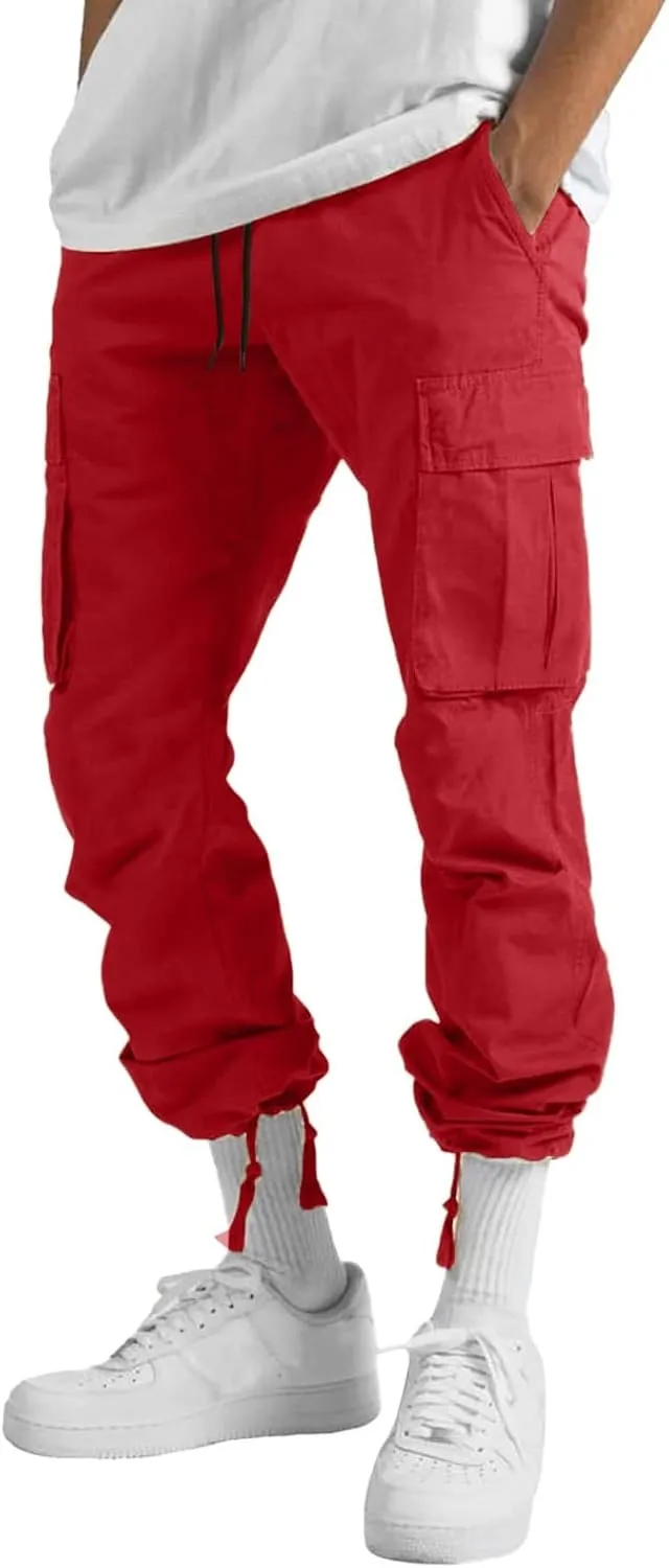 sdbrld Cargo Pants For Men Men's Fashion Relaxed Fit Beach Pants Streetwear Baggy Trousers Cargo Pants with Zipper Pockets