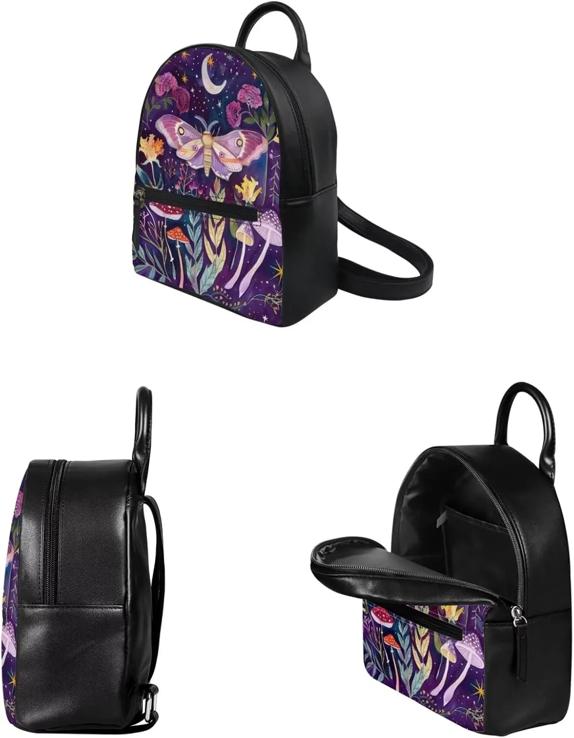 Showudesigns Butterfly Flower Purse Mini Backpack Wallet Handbags for Women Travel Shoulder Bags Leather Daypack Storage Pouch Teen Girls Backpacks Purse 2 Pack Tote Bags
