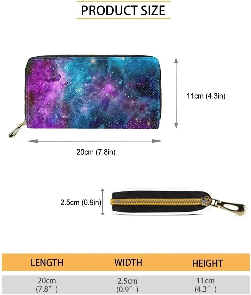 Showudesigns Galaxy Wolf Backpack Purse and Wallet Set for Women Leather Mini Backpack Waterproof Shoulder Bag Teenager Purse Men Daypack Wallets 2 Pack Purple