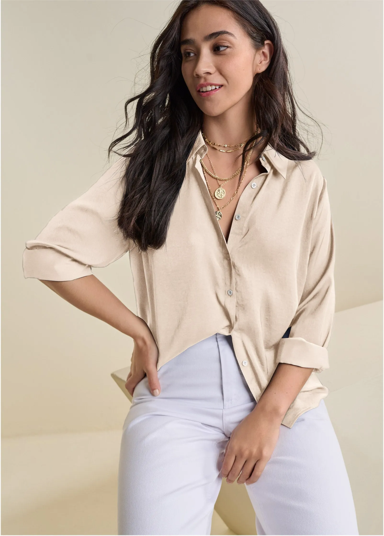 Soft Button-Down Blouse - Off White