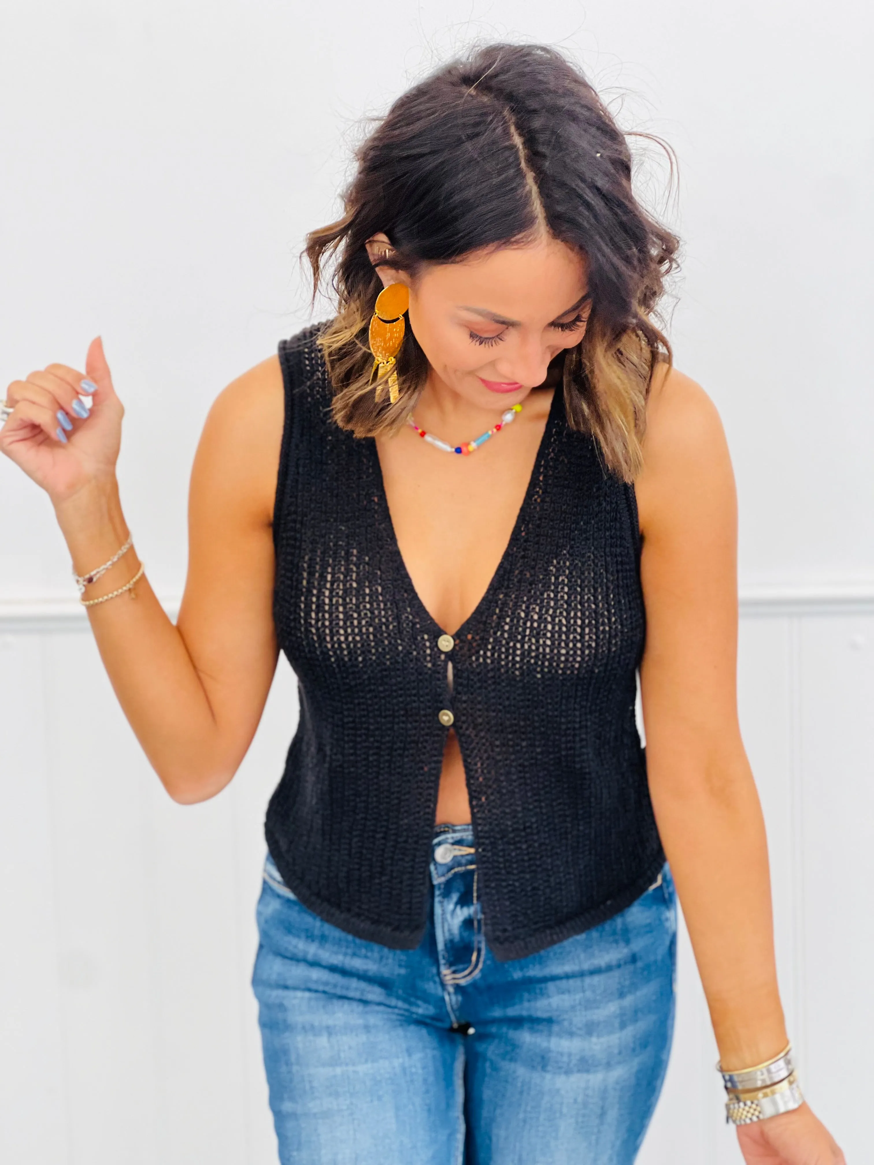 Solid Knit Sleeveless Vest (Reg.)- 3 Colors