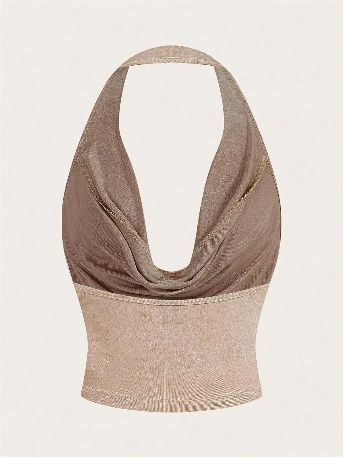 SOLY HUX Women's Cowl Neck Halter Neck Going Out Tops Open Back Sleeveless Y2k Crop Tank Top