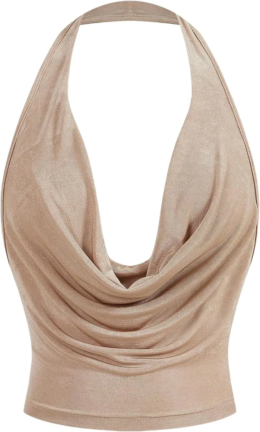 SOLY HUX Women's Cowl Neck Halter Neck Going Out Tops Open Back Sleeveless Y2k Crop Tank Top