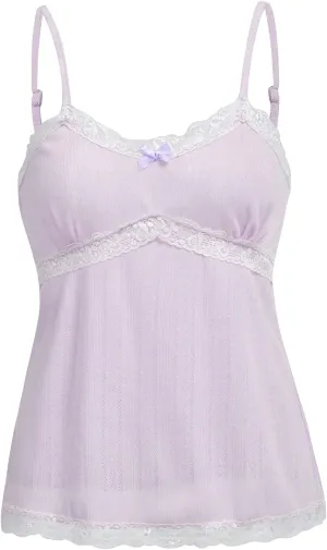 SOLY HUX Women's Lace Trim Spaghetti Strap Cami Tops Casual Summer Camisole