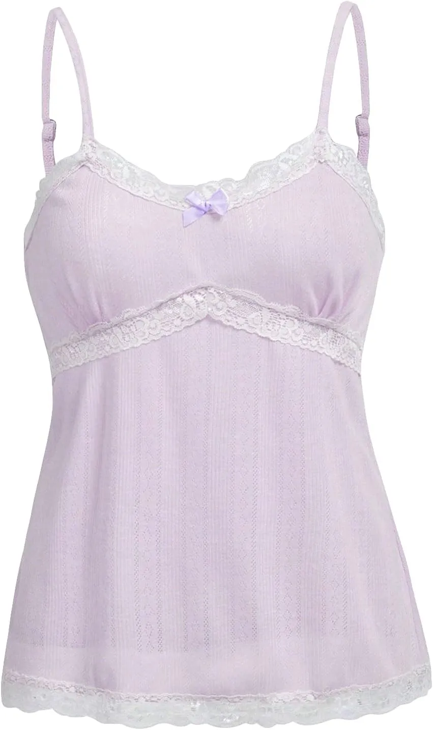 SOLY HUX Women's Lace Trim Spaghetti Strap Cami Tops Casual Summer Camisole