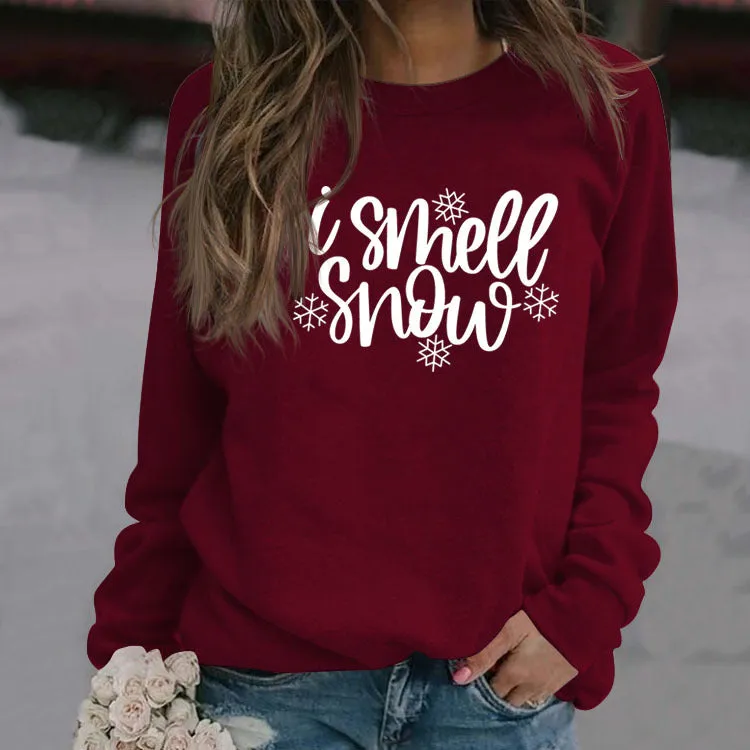 Spot Crewneck Women's Leggings I Smell Snow Loose Sweatshirt