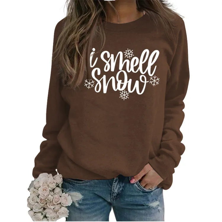 Spot Crewneck Women's Leggings I Smell Snow Loose Sweatshirt