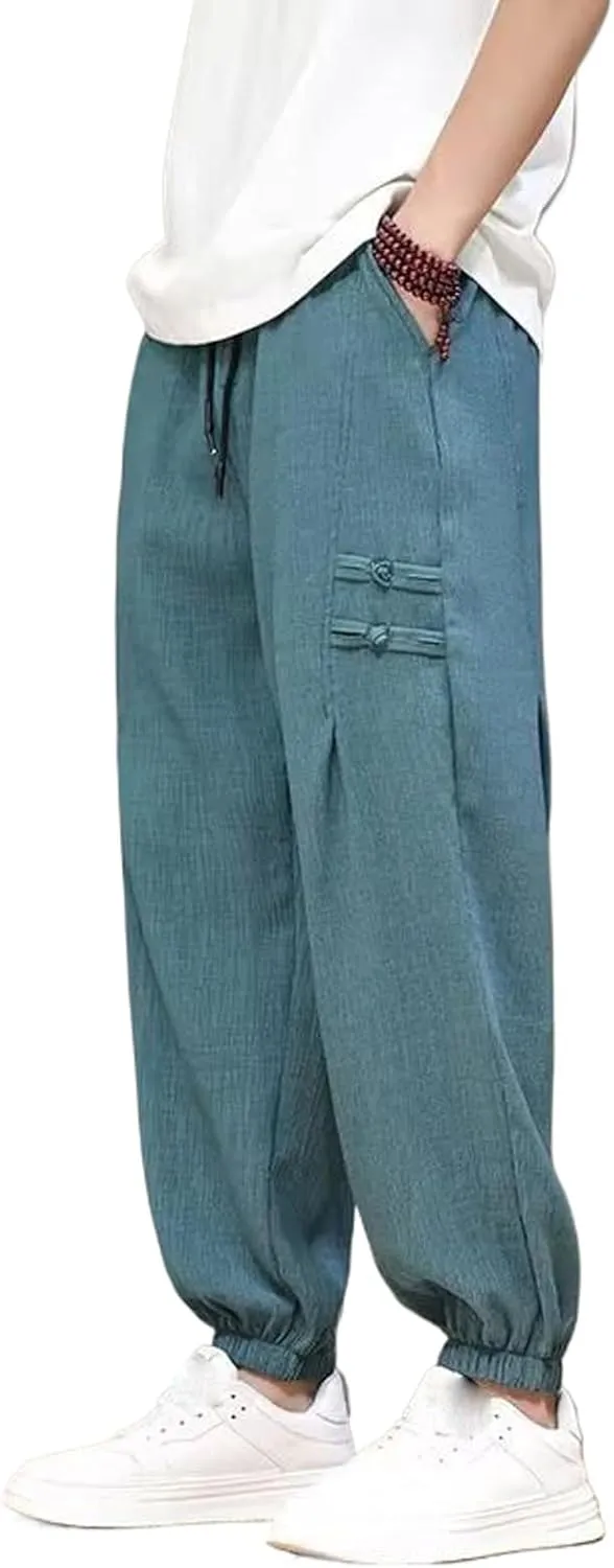 Spring Summer Pants Men Elastic Waist Casual Harem Pant Loose Sweatpants Traditional Chinese Trousers Pantalons