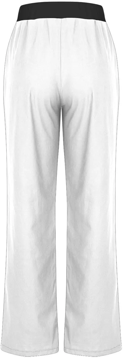 Straight Leg Pants for Women Dressy Casual 2024 Elastic High Waist Sweatpants Long Lounge Pant Trousers with Pockets