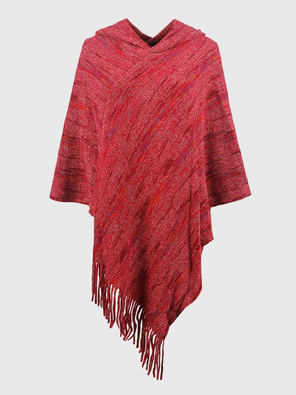 Stroll Down The Lane Fringe Hem Hooded Poncho