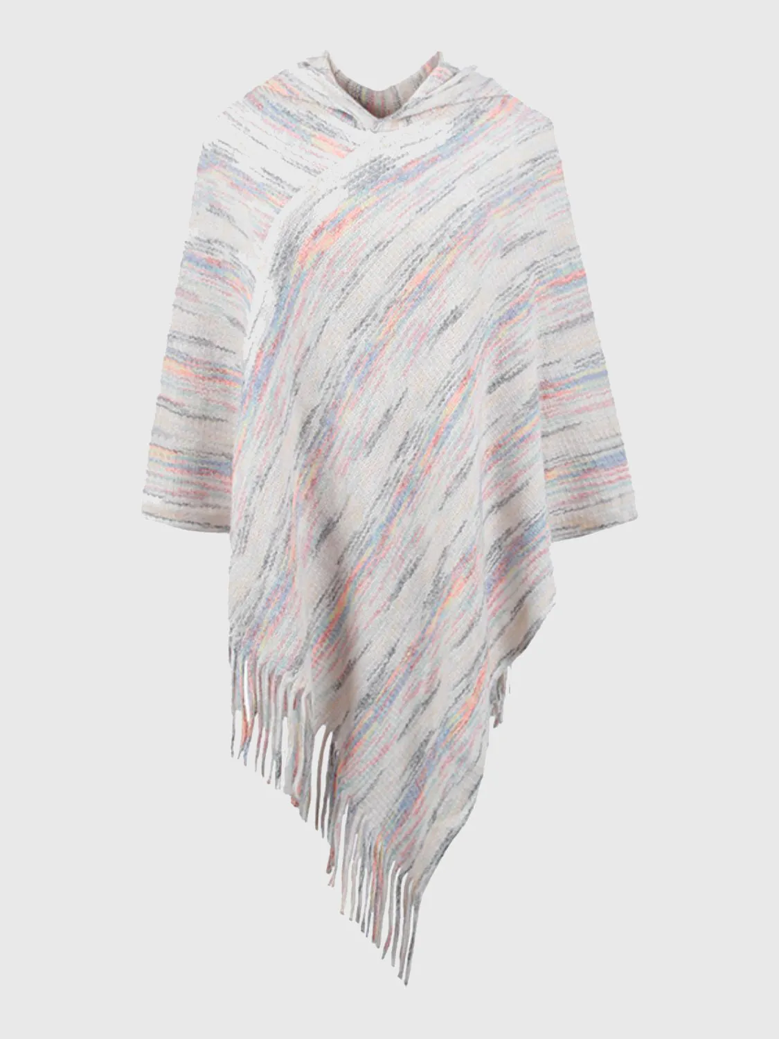 Stroll Down The Lane Fringe Hem Hooded Poncho