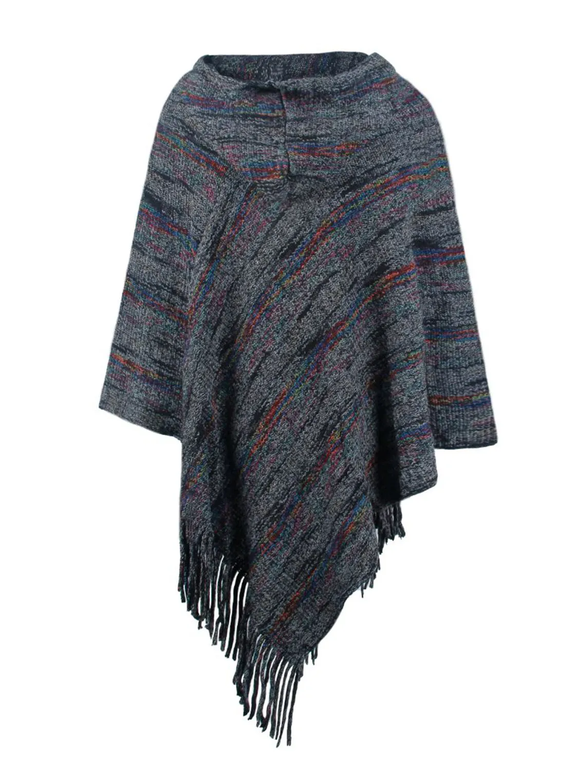 Stroll Down The Lane Fringe Hem Hooded Poncho