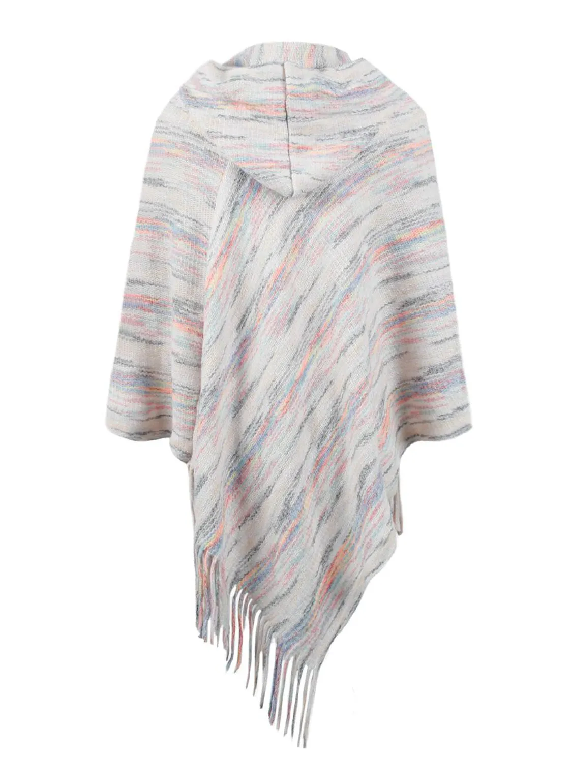 Stroll Down The Lane Fringe Hem Hooded Poncho