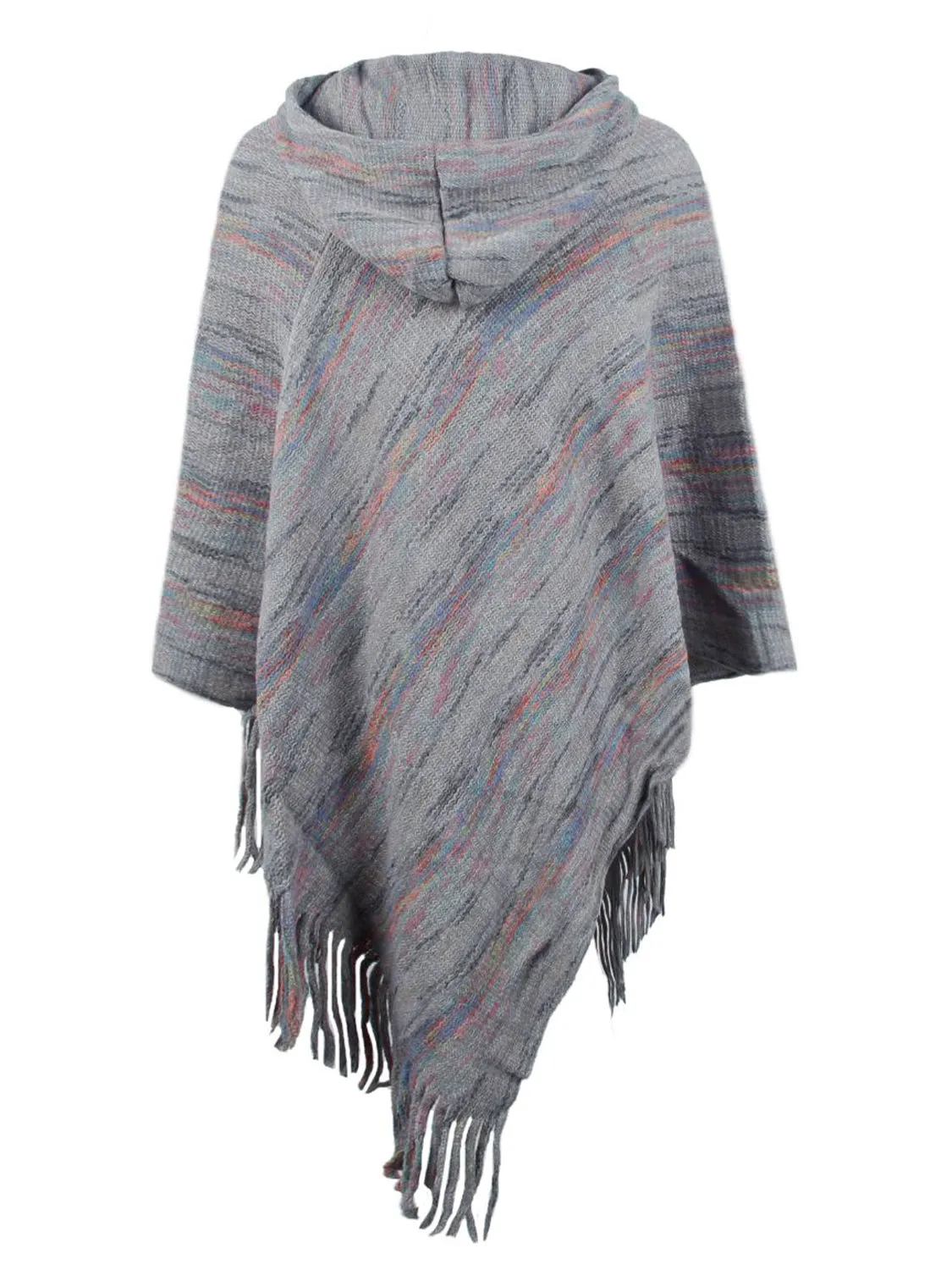 Stroll Down The Lane Fringe Hem Hooded Poncho