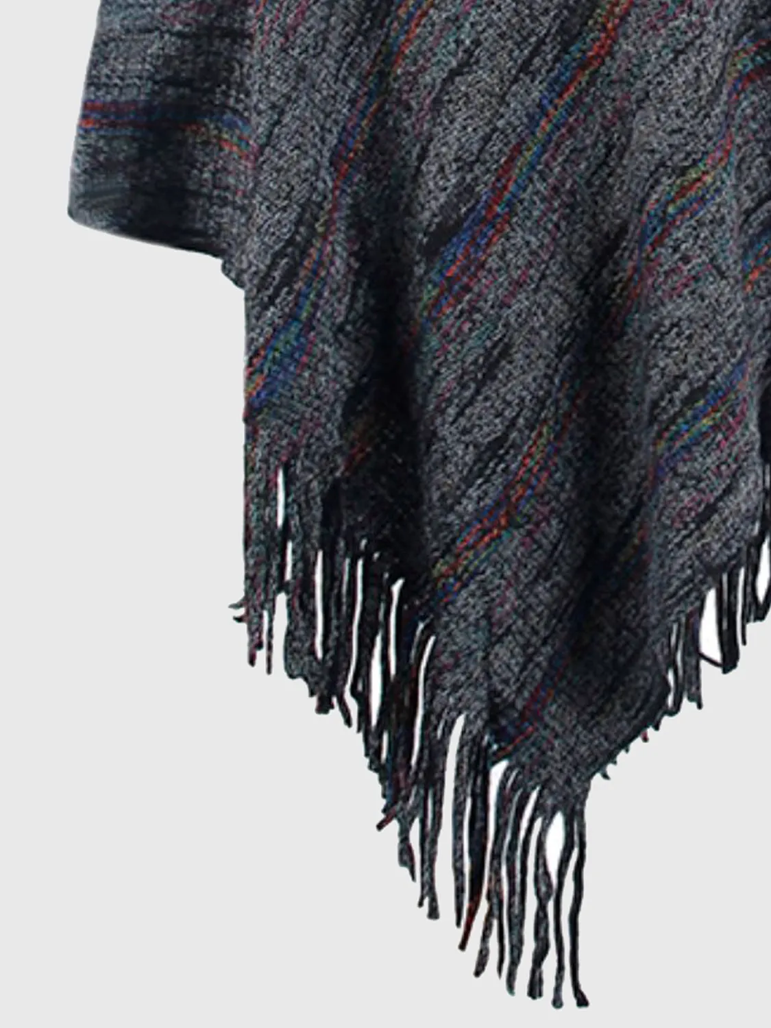 Stroll Down The Lane Fringe Hem Hooded Poncho