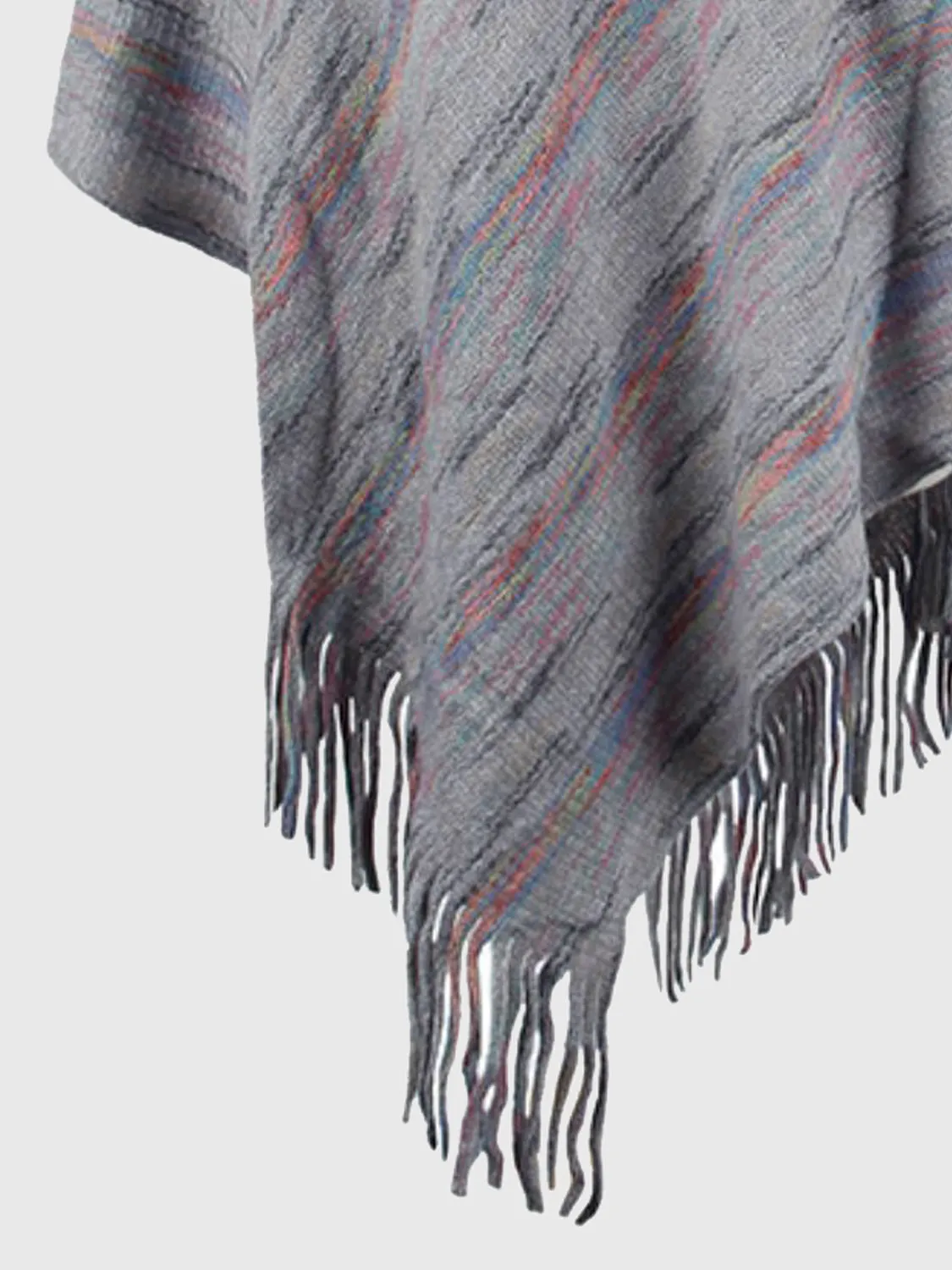 Stroll Down The Lane Fringe Hem Hooded Poncho