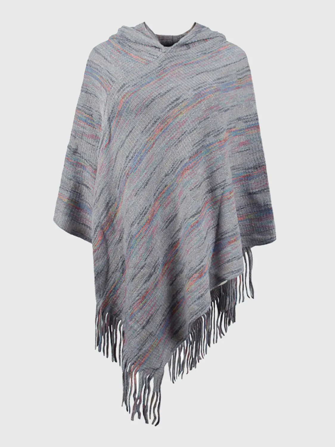Stroll Down The Lane Fringe Hem Hooded Poncho